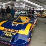 Vintage Sunoco Porsche-Audi race car on display