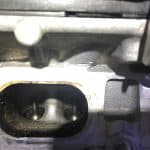 Close-up of engine cylinder head valves