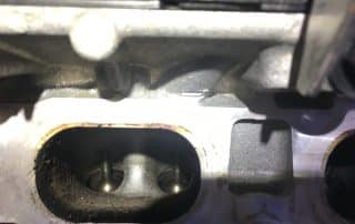 Close-up of engine cylinder head valves