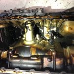 Inside view of car engine oil pan