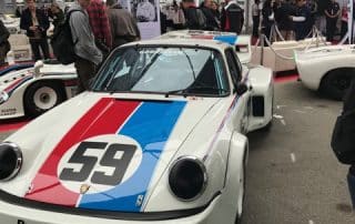 Vintage Porsche race car number 59 display