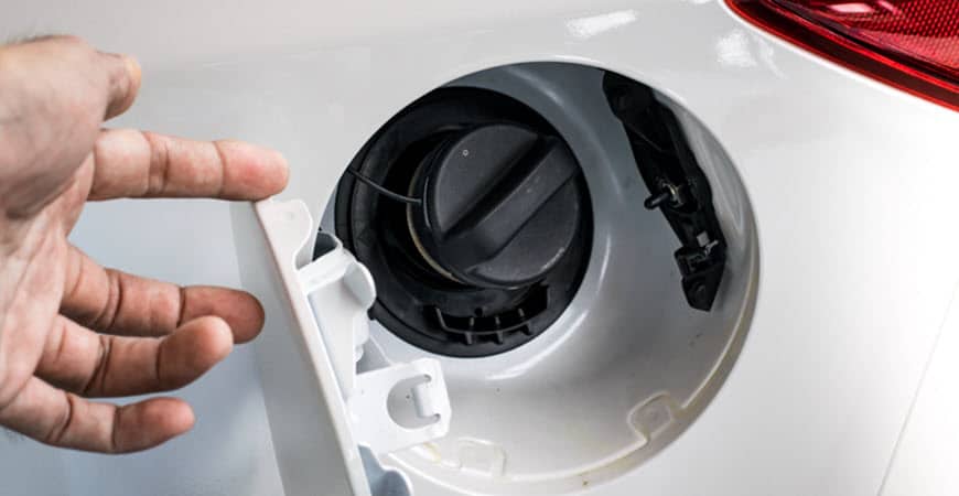 Hand opening car fuel door and gas cap