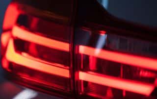 Close-up of illuminated red LED car taillight
