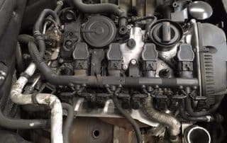 Close-up of a car engine compartment