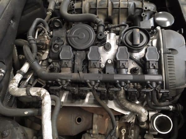 Close-up of a car engine compartment