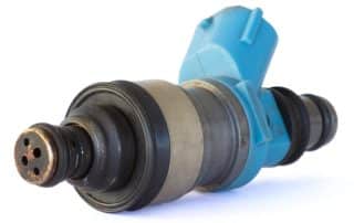 Automotive fuel injector isolated on white background