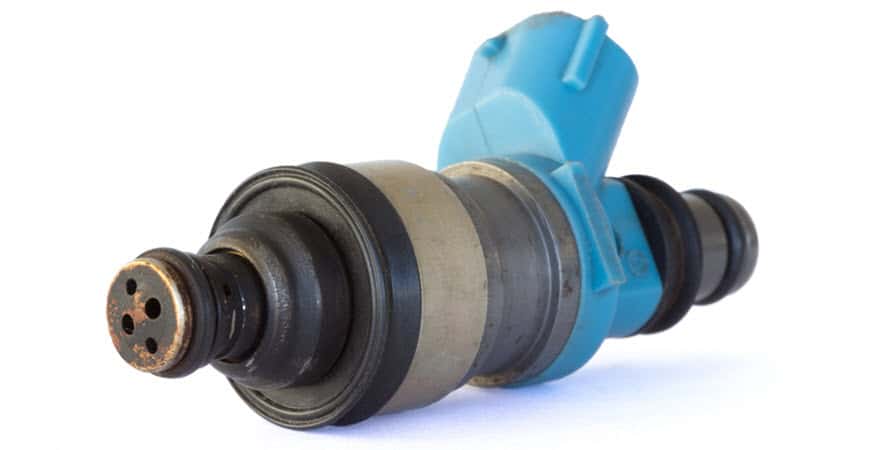 Automotive fuel injector isolated on white background