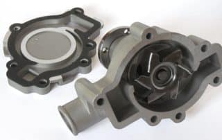 Metal automotive water pump with impeller and cover