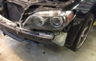 Car front end with bumper removed