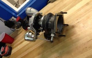 Turbocharger on wooden workbench