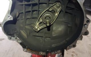 Manual transmission bell housing on jack