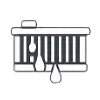 Radiator with water droplet leak icon