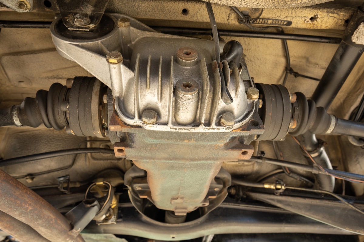 Vehicle rear differential and axle assembly underside