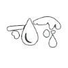 Water tap with dripping droplets icon