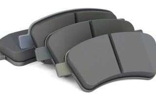 Set of gray automotive brake pads