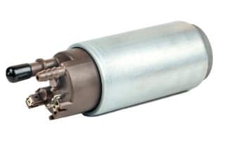 Cylindrical electric fuel pump isolated on white background