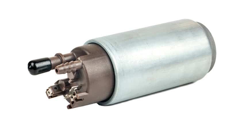 Cylindrical electric fuel pump isolated on white background