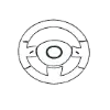 Circular metallic gear with four curved blades