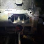 Close-up of engine cylinder head intake ports