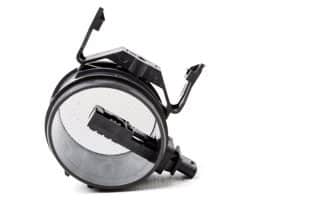 Automotive mass airflow sensor on white background