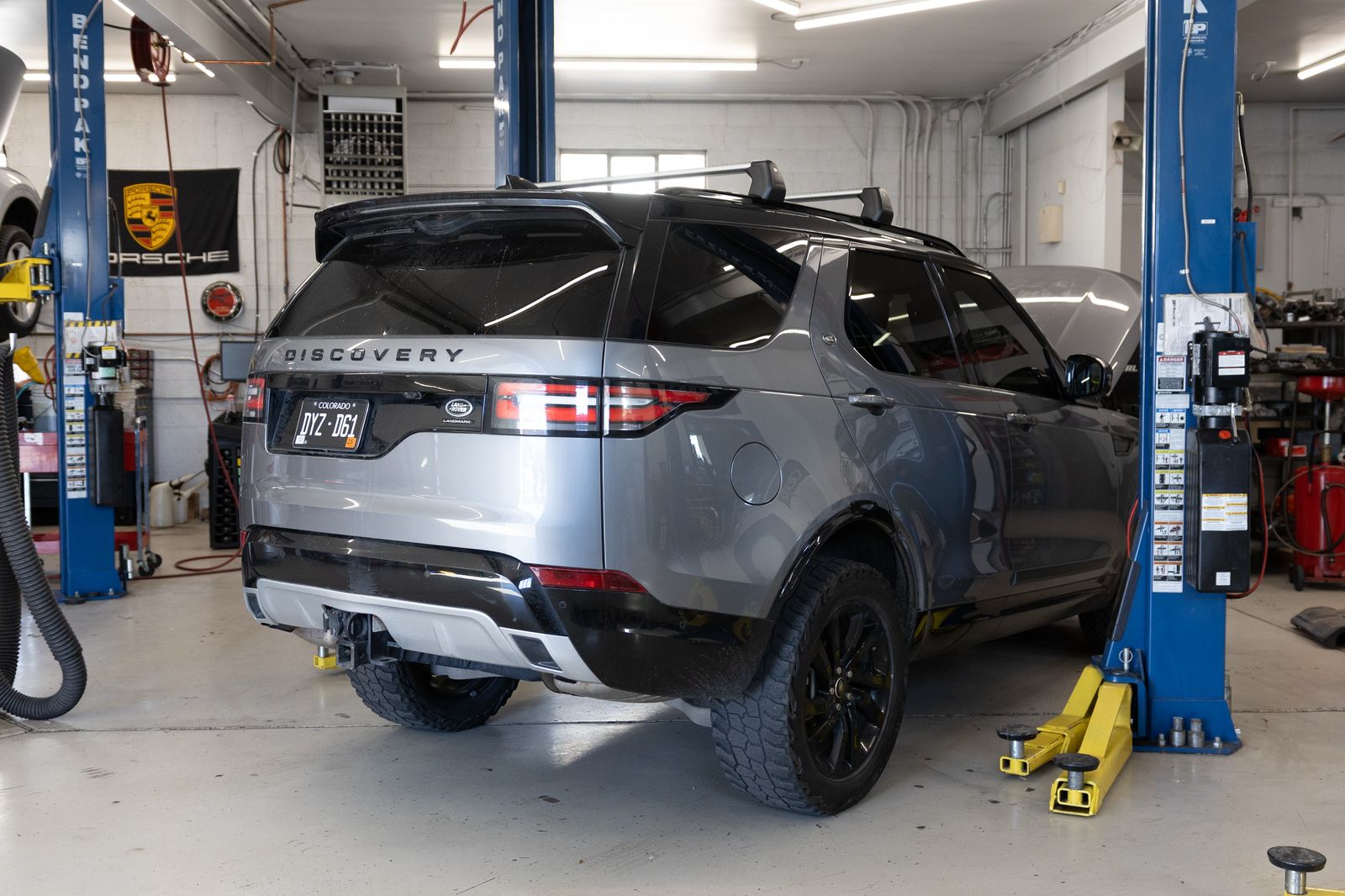 Land Rover Discovery in auto repair shop