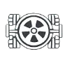 Vault door with radiation hazard symbol