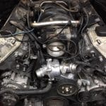 Close-up of car V8 engine components