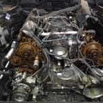 Car engine with exposed timing gears and components