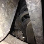 Close-up of vehicle suspension and coil spring