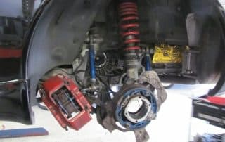 Car suspension and brake assembly without wheel