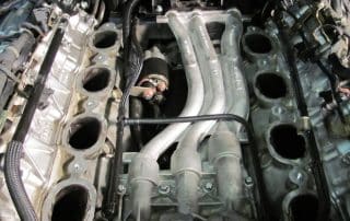 Car engine with intake manifold removed