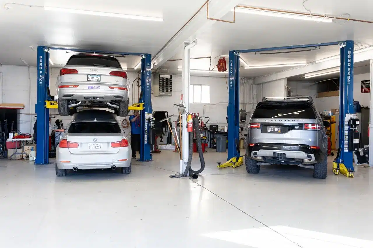 Auto repair shop with cars on lifts