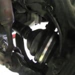 Close-up of car suspension and CV joint